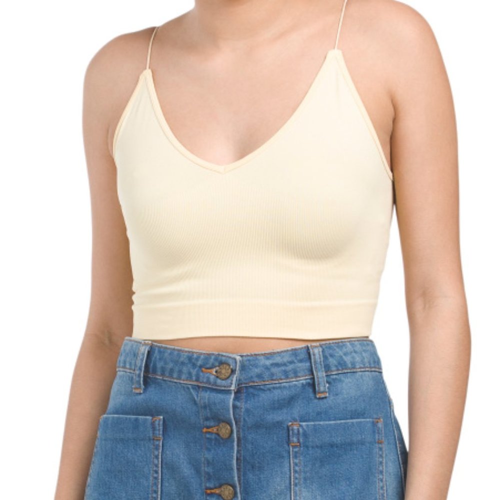 FREE PEOPLE Ribbed V-neck Brami